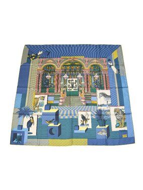 Hermes Grand Theatre Nouveau Silk Square Scarf Blue